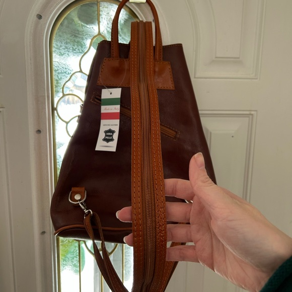 Vera Pelle Rich Brown Leather Backpack - Picture 4 of 6